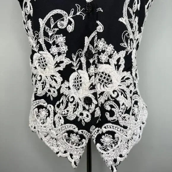 Vintage Express Embroidered Black Vest Size S Americana Western Indie‎ Folk - Picture 3 of 10